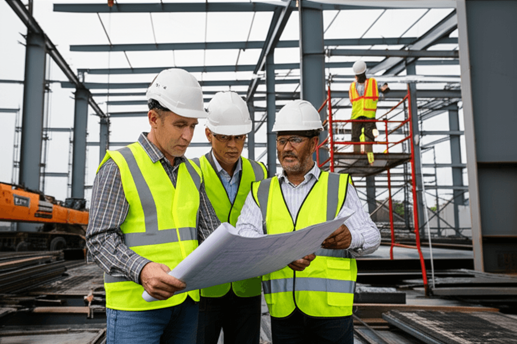Solid Steel Management team at construction site